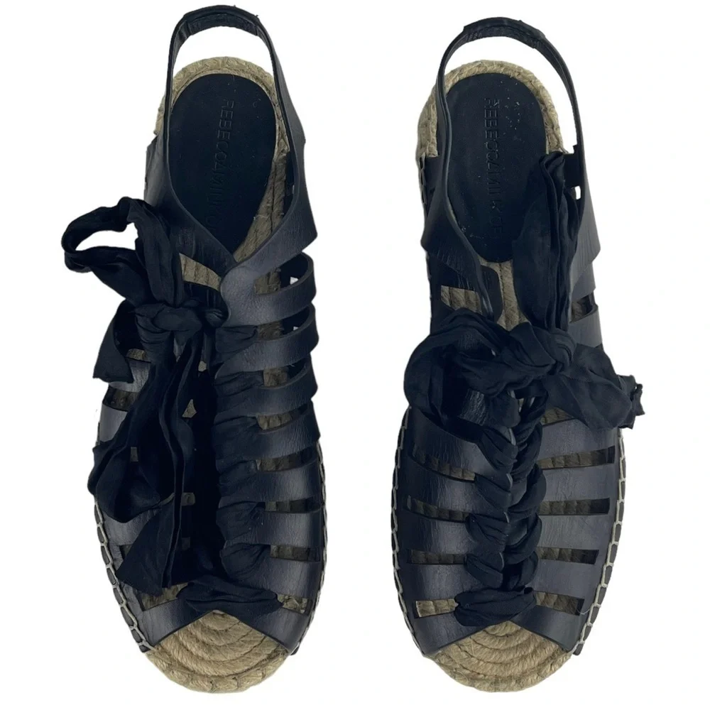 REBECCA MINKOFF GEMMA LEATHER LACE UP GLADIATOR CAGE ESPADRILLE SANDALS